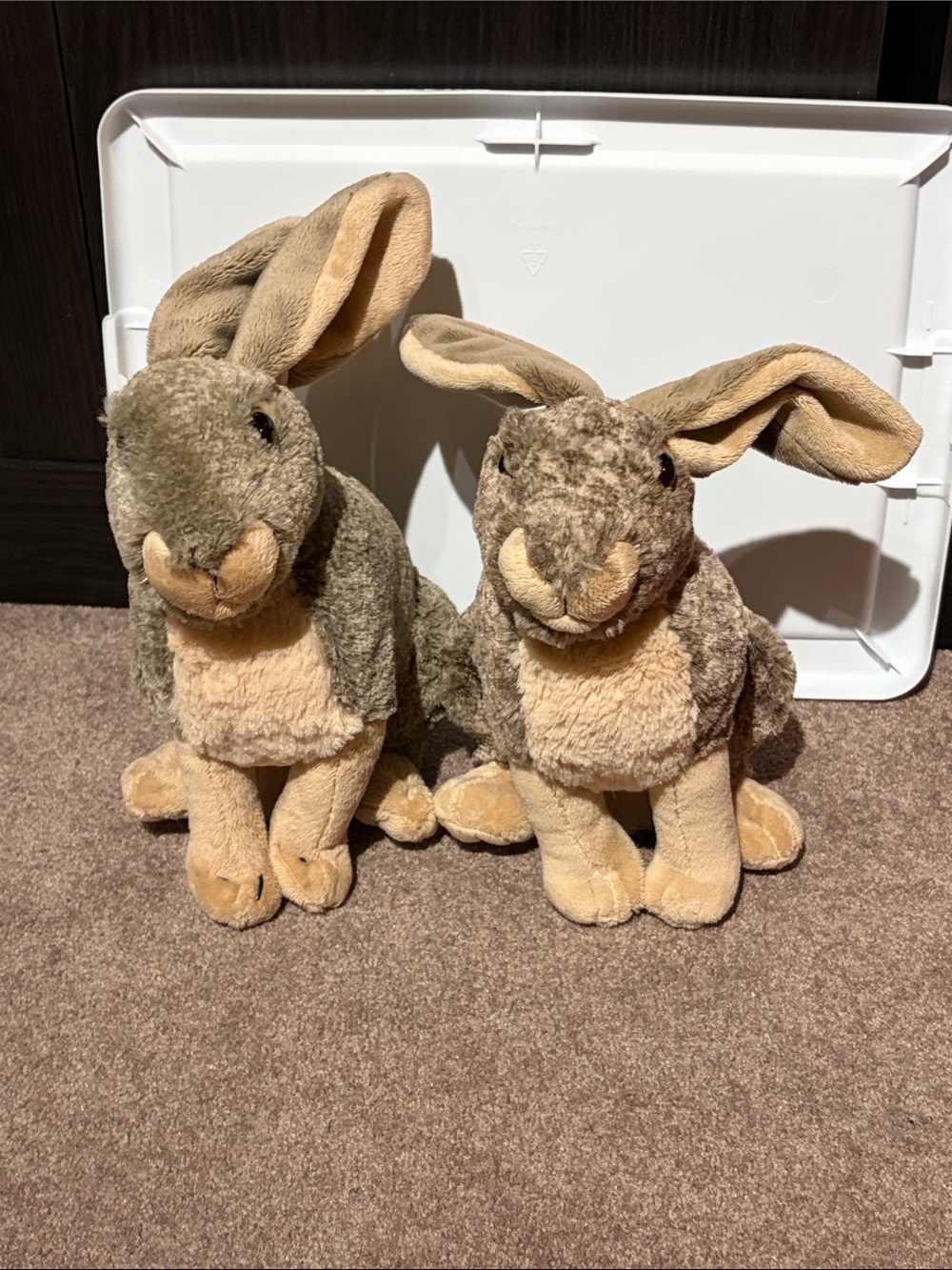 Plush Twin Jack Rabbits - Tan and Light Brown Soft Toys